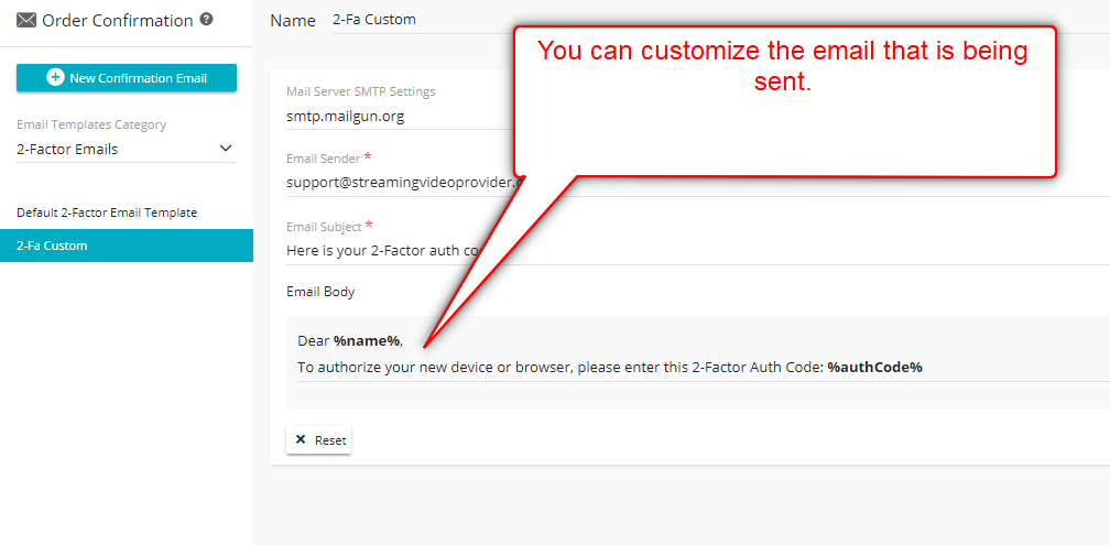 Customize 2FA Email
