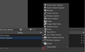 Menu options of a LIVE sub-scene (a) are different than the options of