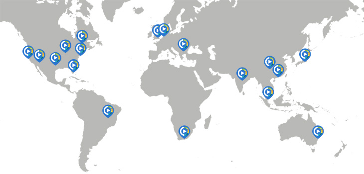 Global Live / VoD Content Delivery Network CDN Points